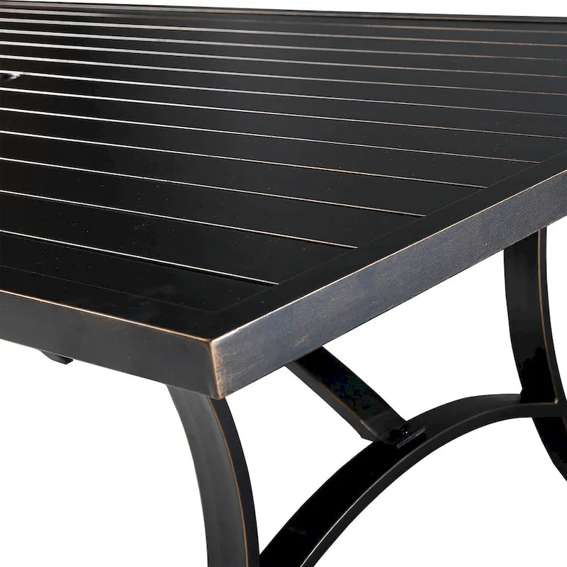 Table à manger Clihome 82/60 po. L en acier et aluminium avec trou pour parasol