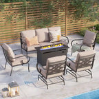 MAISONARTS Salon de jardin 4/6 pièces avec table brasero à gaz de 45 pouces