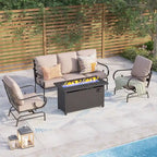 MAISONARTS Salon de jardin 4/6 pièces avec table brasero à gaz de 45 pouces
