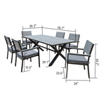 Ensemble de salle à manger d'extérieur Corvus Orville 7 pièces en aluminium avec plateau de table en WPC