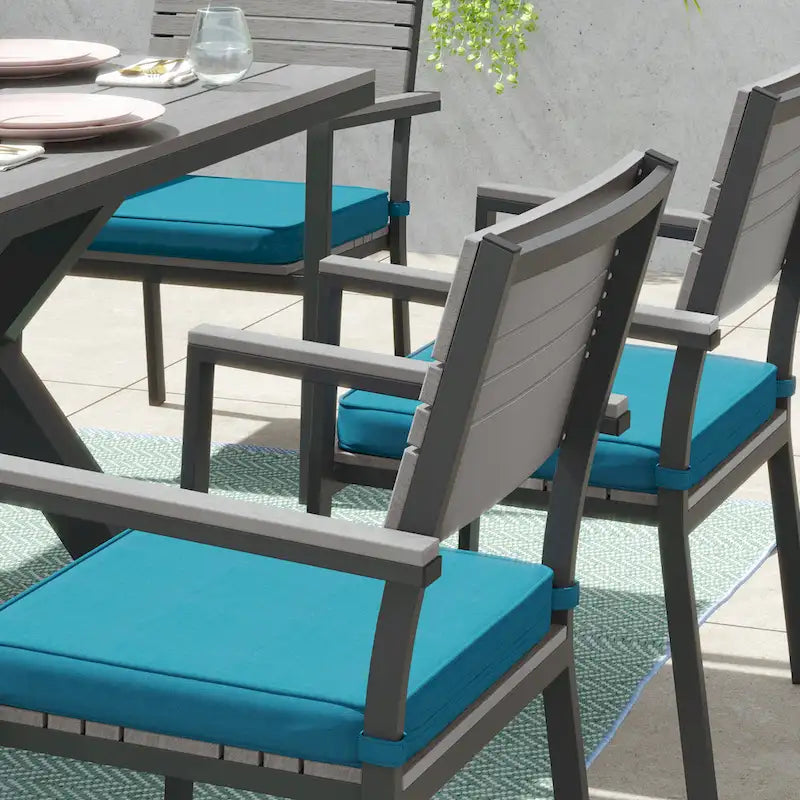 Ensemble de salle à manger d'extérieur Corvus Orville 7 pièces en aluminium avec plateau de table en WPC
