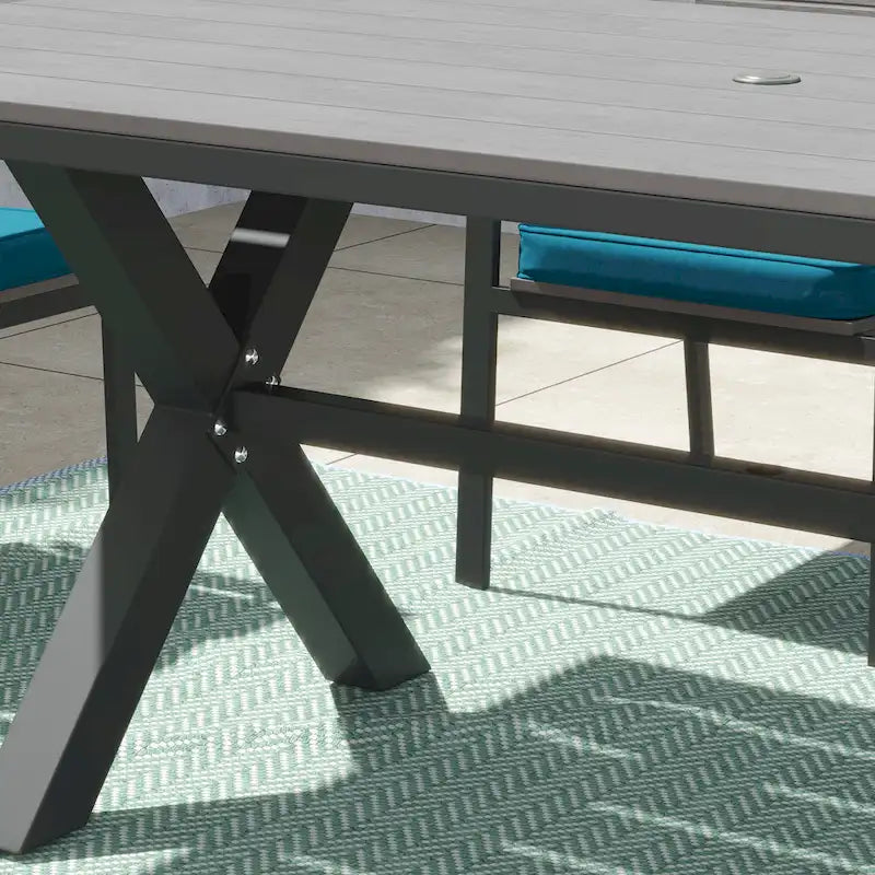 Ensemble de salle à manger d'extérieur Corvus Orville 7 pièces en aluminium avec plateau de table en WPC