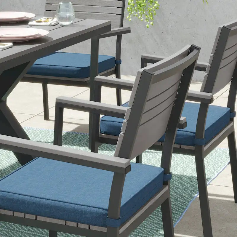 Ensemble de salle à manger d'extérieur Corvus Orville 7 pièces en aluminium avec plateau de table en WPC
