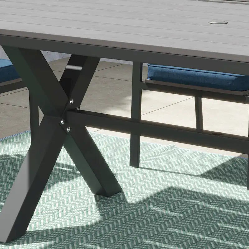 Ensemble de salle à manger d'extérieur Corvus Orville 7 pièces en aluminium avec plateau de table en WPC