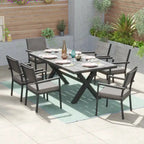 Ensemble de salle à manger d'extérieur Corvus Orville 7 pièces en aluminium avec plateau de table en WPC