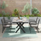 Ensemble de salle à manger d'extérieur Corvus Orville 7 pièces en aluminium avec plateau de table en WPC