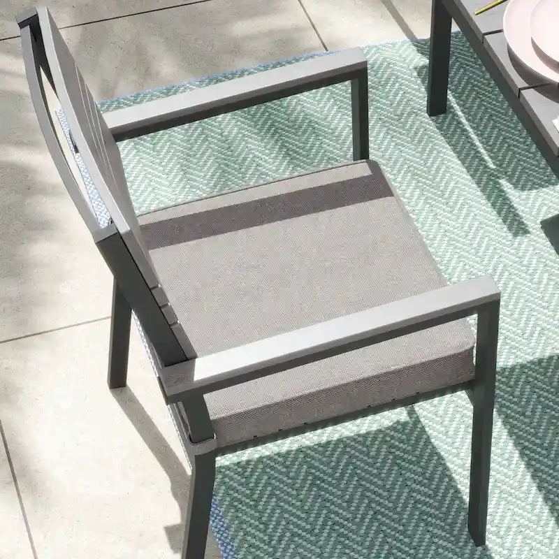 Ensemble de salle à manger d'extérieur Corvus Orville 7 pièces en aluminium avec plateau de table en WPC