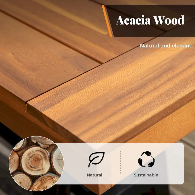 MAISON ARTS Ensemble de salle à manger de patio 6 pièces en bois d'acacia et rotin avec coussins