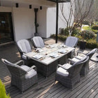 7-Piece Patio Dining Sets with Aluminium Fire Pit Table