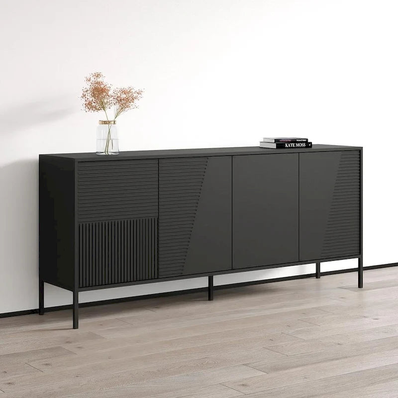 Buffet moderne en teck/cachemire/noir mat