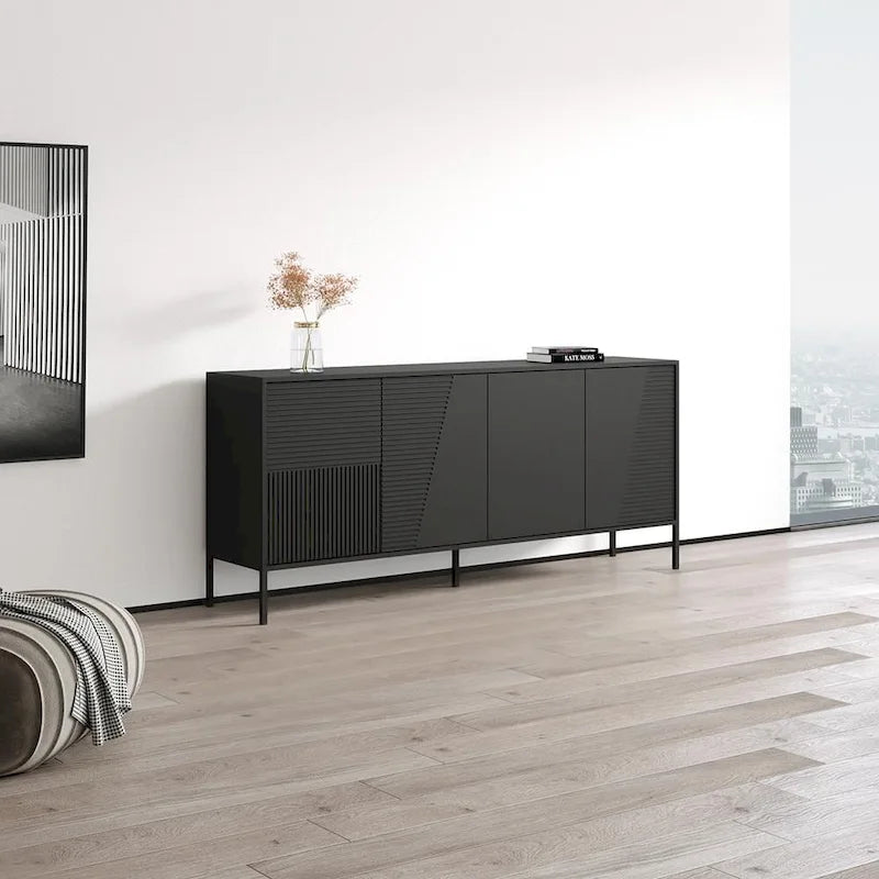 Buffet moderne en teck/cachemire/noir mat