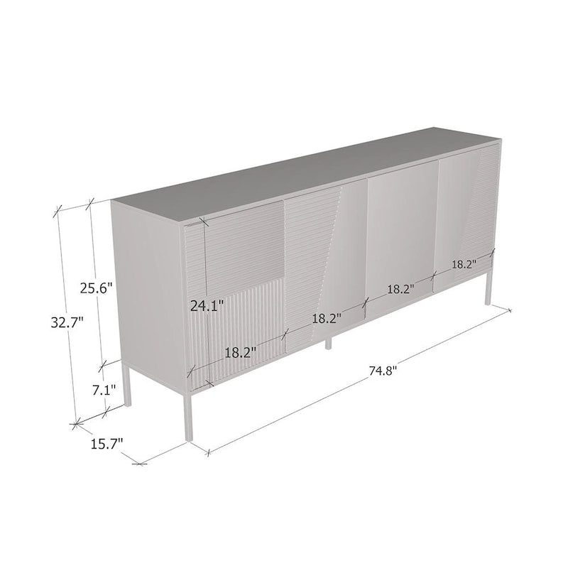 Buffet moderne en teck/cachemire/noir mat