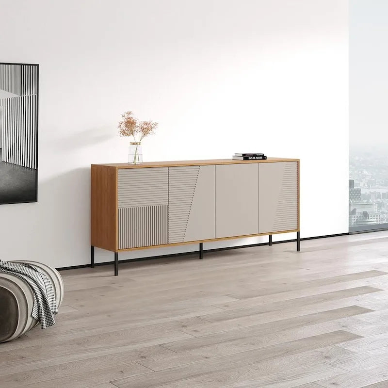 Buffet moderne en teck/cachemire/noir mat