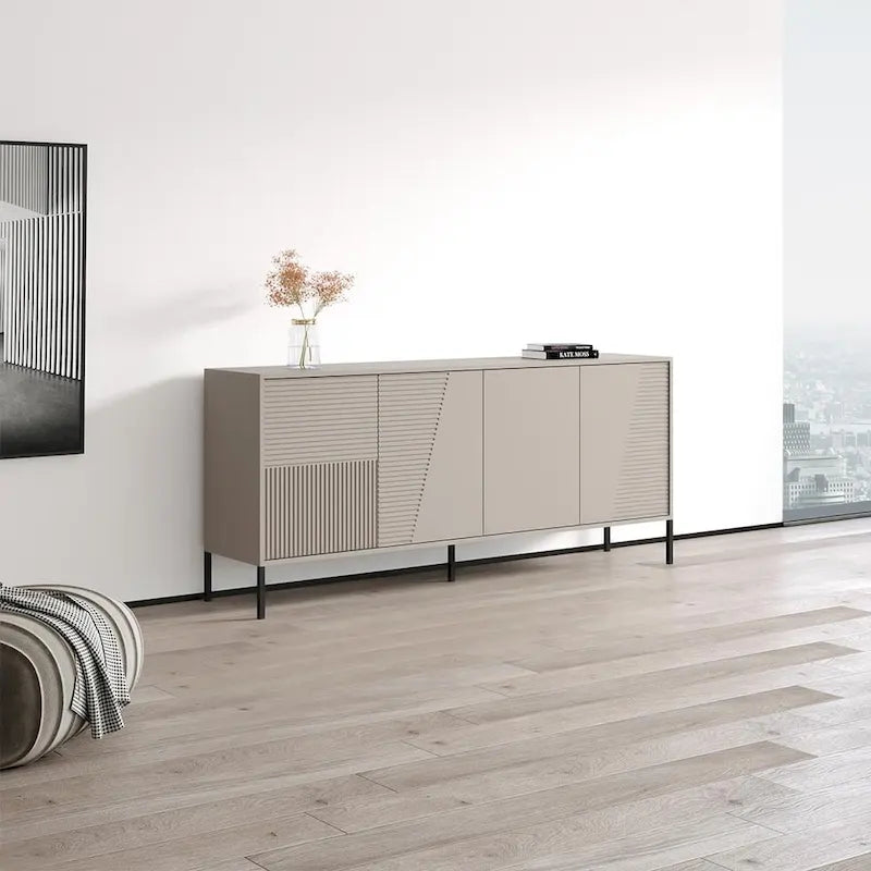 Buffet moderne en teck/cachemire/noir mat