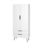 Meuble haut Mid-Century Blanc/Rose/Noir avec 6 étagères et 2 tiroirs