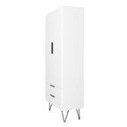 Meuble haut Mid-Century Blanc/Rose/Noir avec 6 étagères et 2 tiroirs