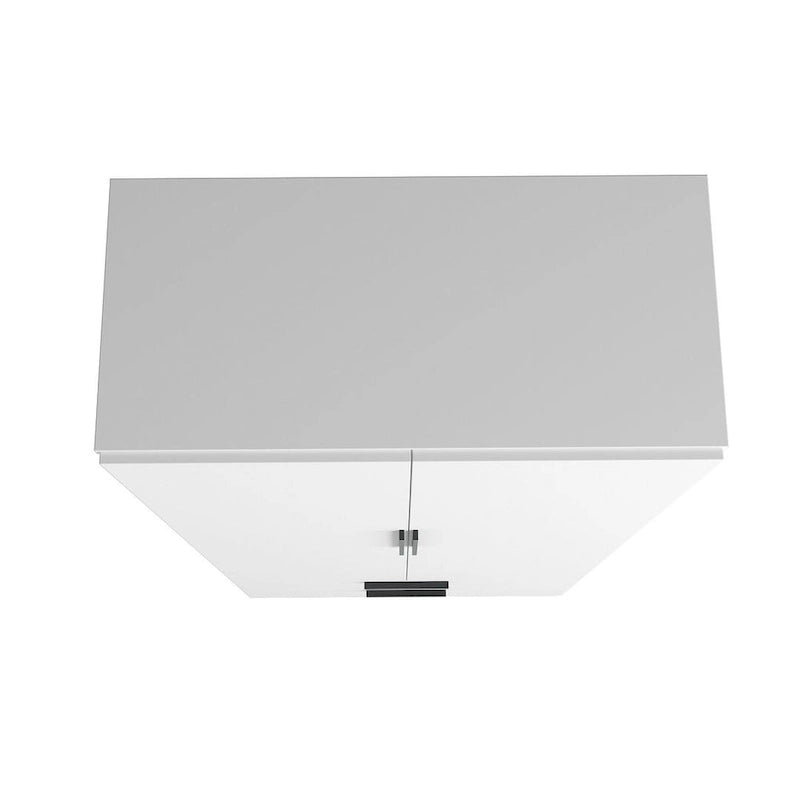 Meuble haut Mid-Century Blanc/Rose/Noir avec 6 étagères et 2 tiroirs