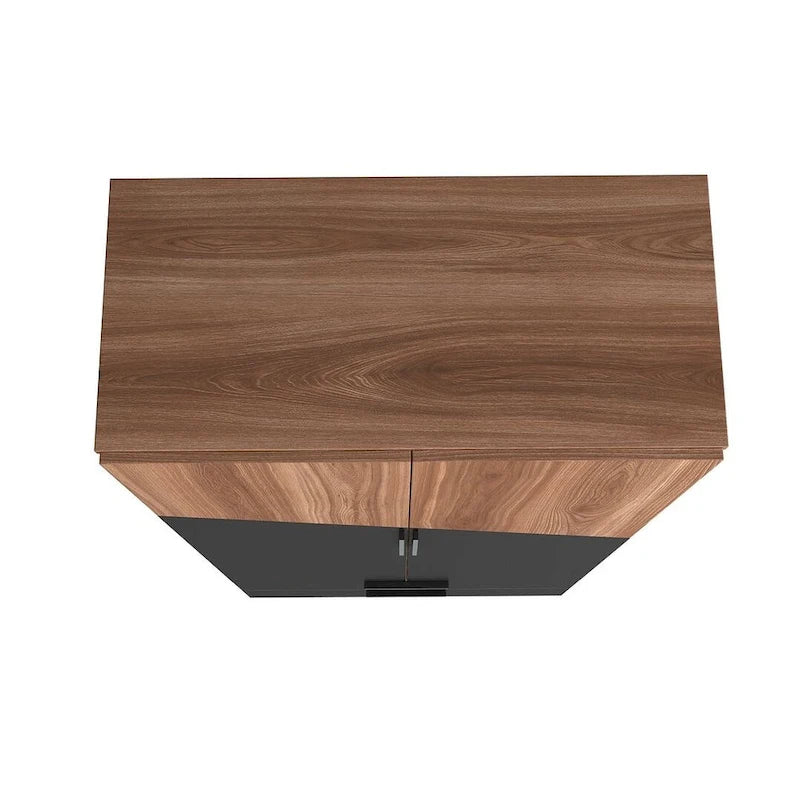 Meuble haut Mid-Century Blanc/Rose/Noir avec 6 étagères et 2 tiroirs