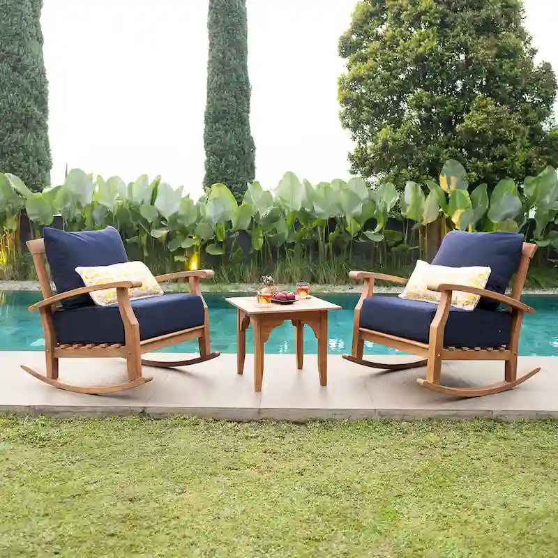 Cambridge Casual Leon 3-piece Teak Patio Chat Set with Cushion
