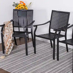 MAISON ARTS Ensemble de salle à manger de patio 9 pièces 1 grande table carrée en métal et 8 chaises empilables
