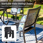 MAISON ARTS Ensemble de salle à manger de patio 9 pièces 1 grande table carrée en métal et 8 chaises empilables