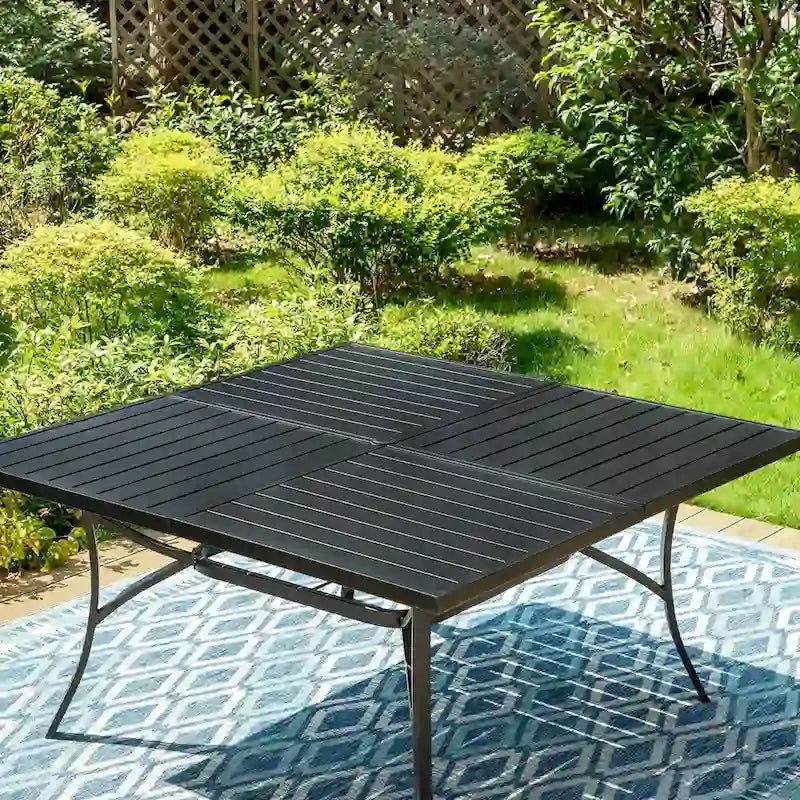 MAISON ARTS Ensemble de salle à manger de patio 9 pièces 1 grande table carrée en métal et 8 chaises empilables