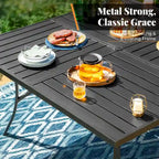 MAISON ARTS Ensemble de salle à manger de patio 9 pièces 1 grande table carrée en métal et 8 chaises empilables