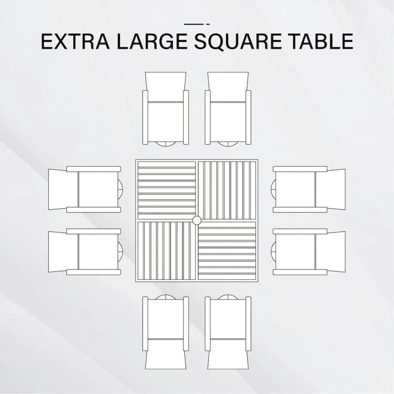 MAISON ARTS Ensemble de salle à manger de patio 9 pièces 1 grande table carrée en métal et 8 chaises empilables