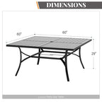 MAISON ARTS Ensemble de salle à manger de patio 9 pièces 1 grande table carrée en métal et 8 chaises empilables