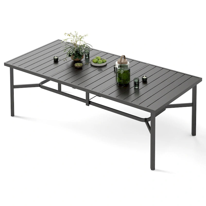MAISON ARTS Ensemble de salle à manger de patio 9 pièces 1 grande table carrée en métal et 8 chaises empilables