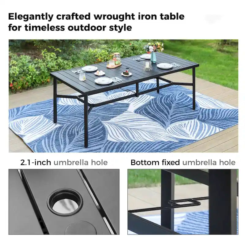 MAISON ARTS Ensemble de salle à manger de patio 9 pièces 1 grande table carrée en métal et 8 chaises empilables