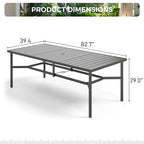 MAISON ARTS Ensemble de salle à manger de patio 9 pièces 1 grande table carrée en métal et 8 chaises empilables