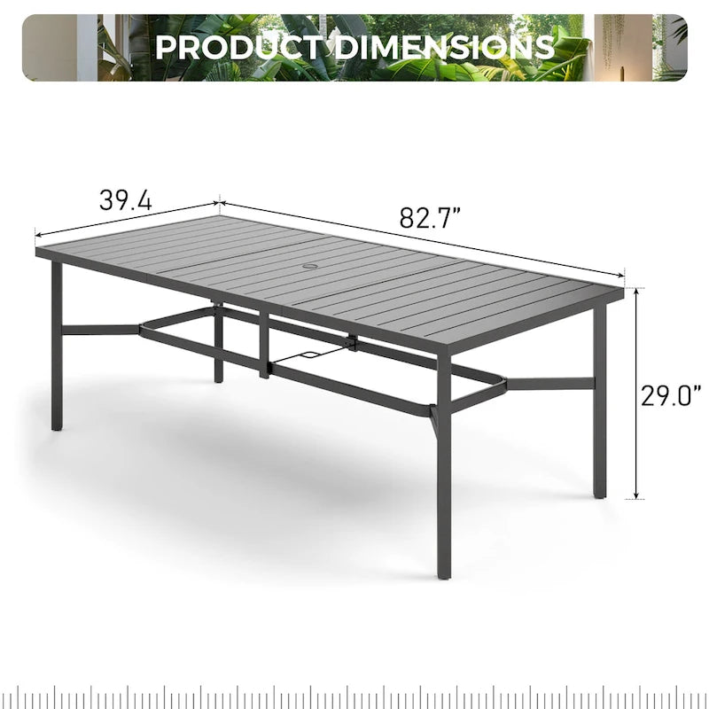 MAISON ARTS Ensemble de salle à manger de patio 9 pièces 1 grande table carrée en métal et 8 chaises empilables
