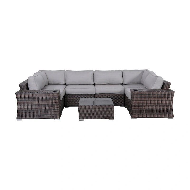 Ensemble de 4 sièges avec coussins en osier/rotin LSI