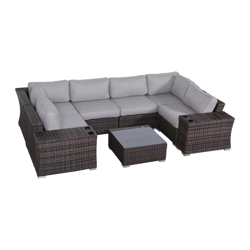 Ensemble de 4 sièges avec coussins en osier/rotin LSI