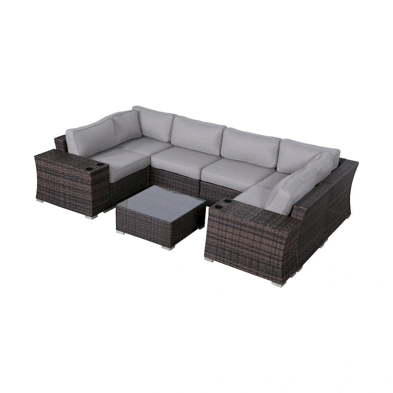 Ensemble de 4 sièges avec coussins en osier/rotin LSI