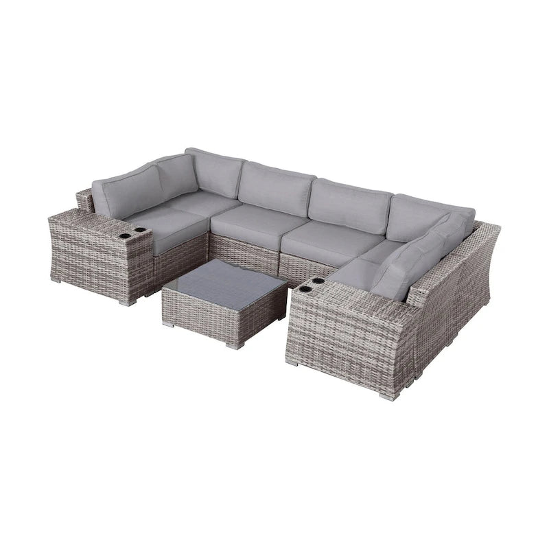 Ensemble de 4 sièges avec coussins en osier/rotin LSI