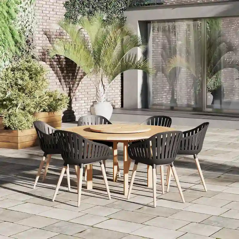 Ensemble de salle à manger d'extérieur Amazonia Rubi Lazy Susan en bois