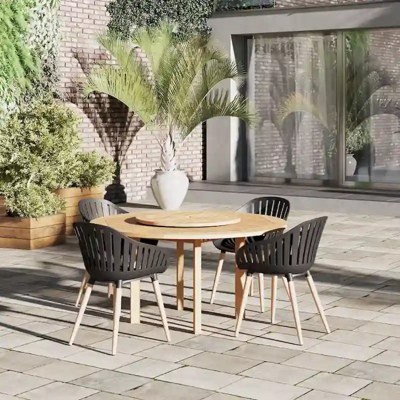 Ensemble de salle à manger d'extérieur Amazonia Rubi Lazy Susan en bois