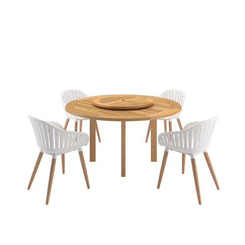 Ensemble de salle à manger d'extérieur Amazonia Rubi Lazy Susan en bois