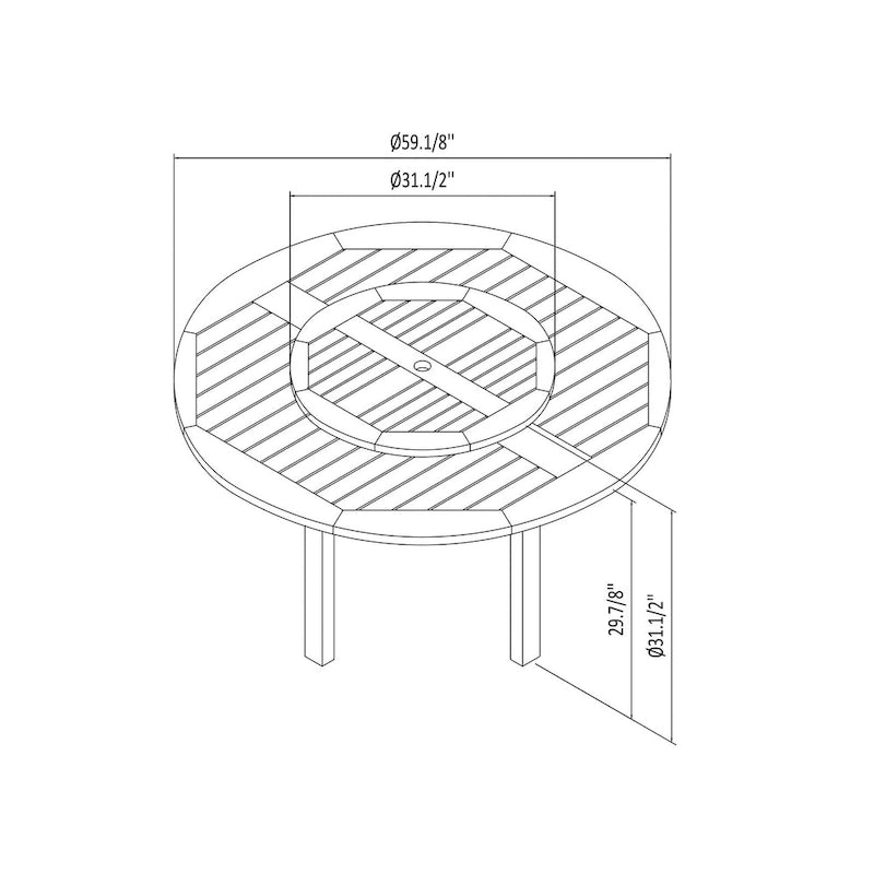 Ensemble de salle à manger d'extérieur Amazonia Rubi Lazy Susan en bois