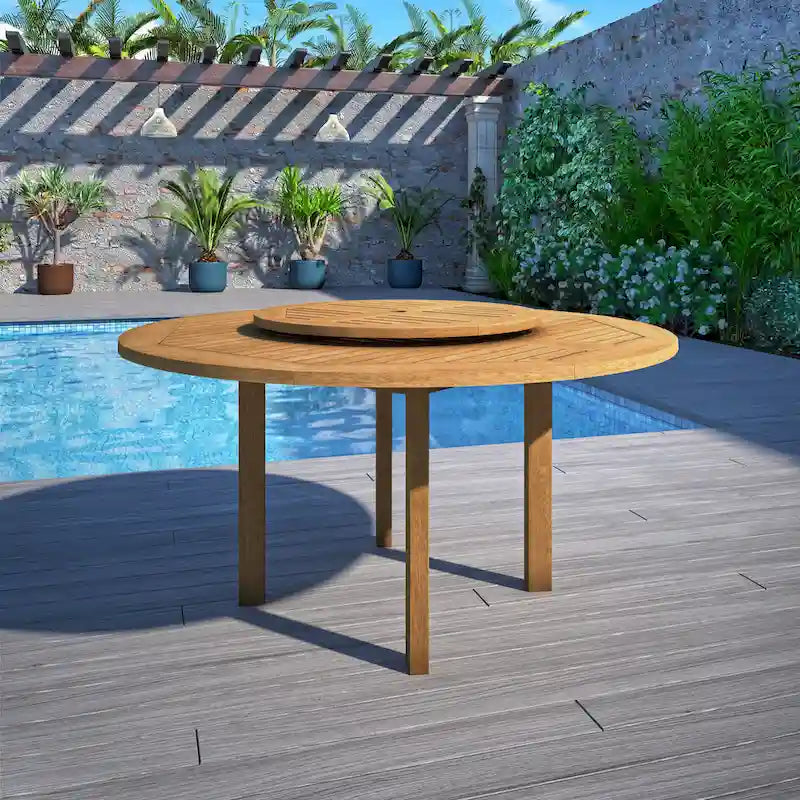Ensemble de salle à manger d'extérieur Amazonia Rubi Lazy Susan en bois