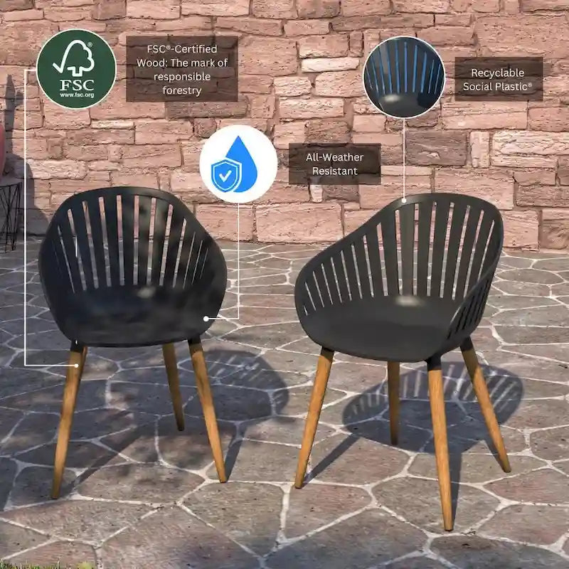 Ensemble de salle à manger d'extérieur Amazonia Rubi Lazy Susan en bois