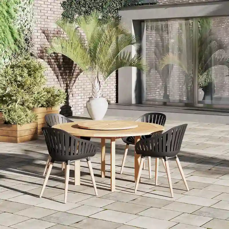 Ensemble de salle à manger d'extérieur Amazonia Rubi Lazy Susan en bois