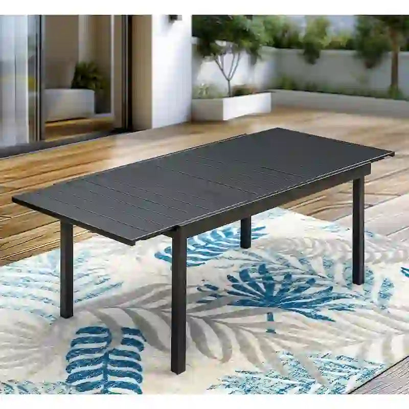 MAISON ARTS Ensemble de salle à manger de patio 9/7 pièces, mobilier de jardin en métal, 8/6 chaises à mouvement de ressort en C et 1 table extensible