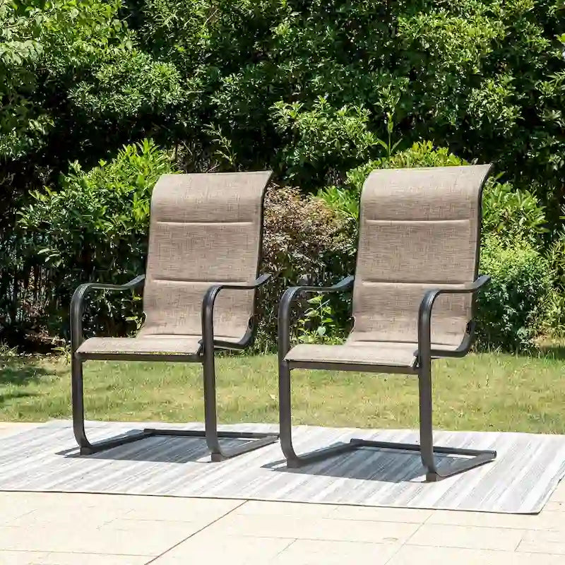 MAISON ARTS Ensemble de salle à manger de patio 9/7 pièces, mobilier de jardin en métal, 8/6 chaises à mouvement de ressort en C et 1 table extensible