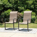 MAISON ARTS Ensemble de salle à manger de patio 9/7 pièces, mobilier de jardin en métal, 8/6 chaises à mouvement de ressort en C et 1 table extensible