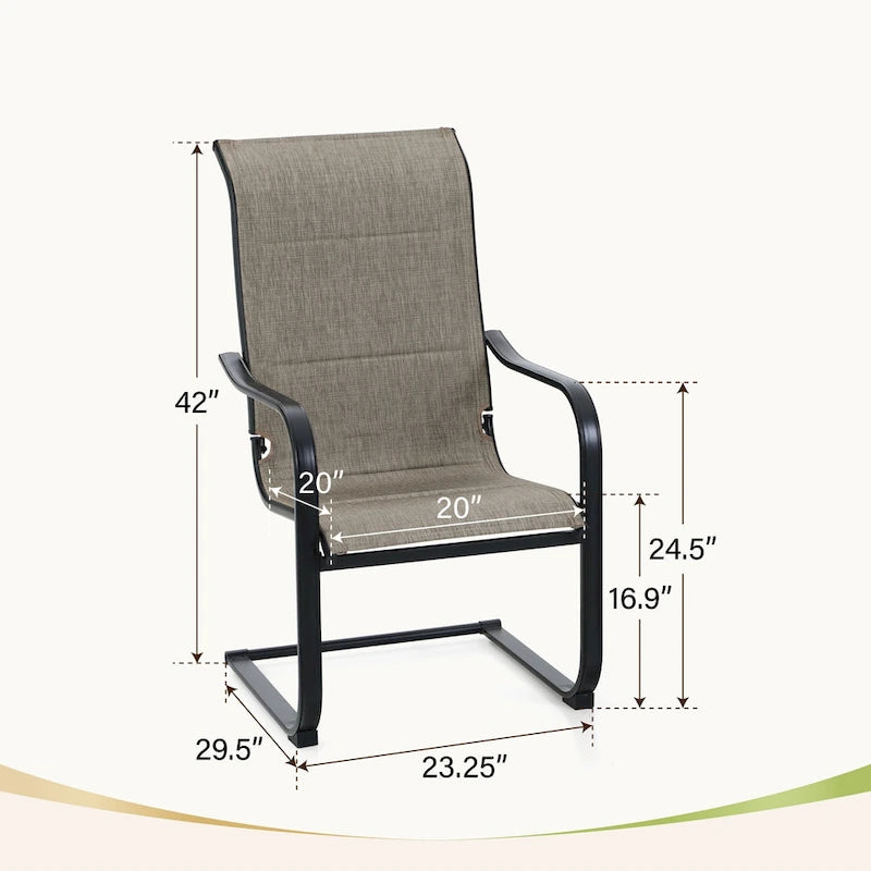 MAISON ARTS Ensemble de salle à manger de patio 9/7 pièces, mobilier de jardin en métal, 8/6 chaises à mouvement de ressort en C et 1 table extensible