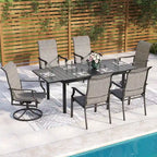 MAISON ARTS Ensemble de salle à manger de patio 9/7 pièces, mobilier de jardin en métal, 8/6 chaises à mouvement de ressort en C et 1 table extensible