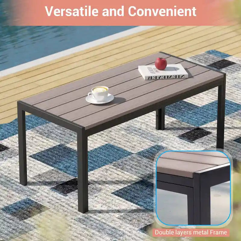 Ensemble de terrasse en rotin 7 pièces avec canapé 3 places, coussins épais, table basse et cadre robuste